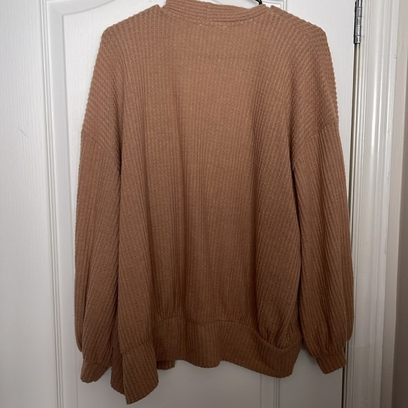 Lush Womens Waffle Brushed Open Front Balloon Sleeve Sweater Cardigan Size Small - Picture 5 of 8